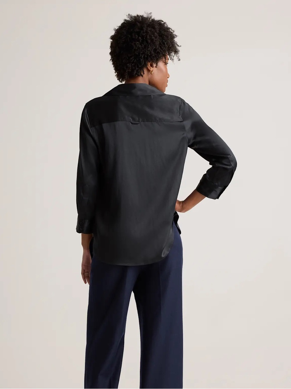 Quince Washable Silk Three-Quarter Sleeve Shirt - M - Picture 3 of 6